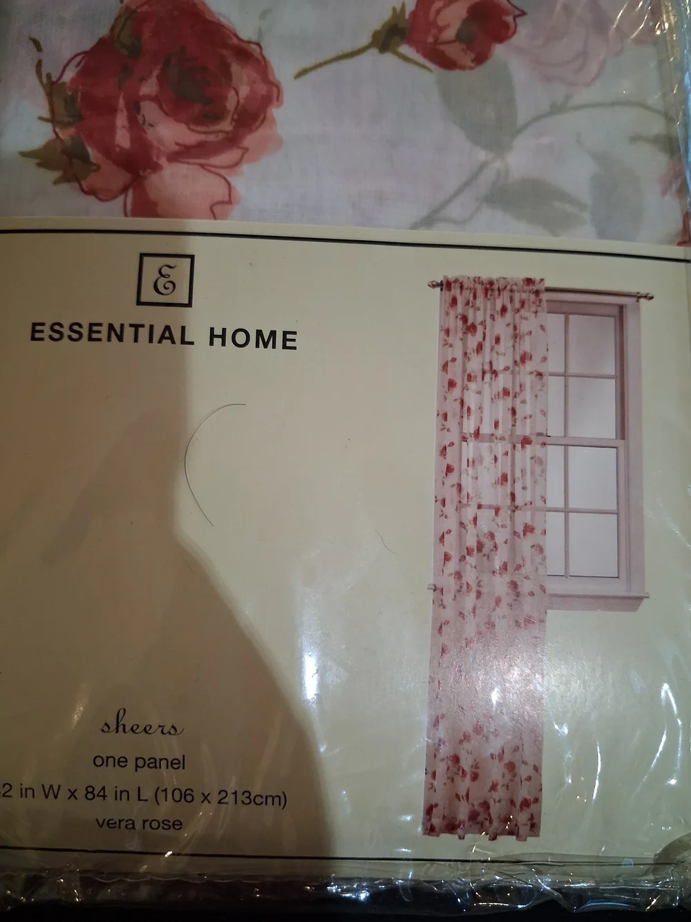 Essential Home Vera Rose Sheer Curtain Panel - Pink Floral